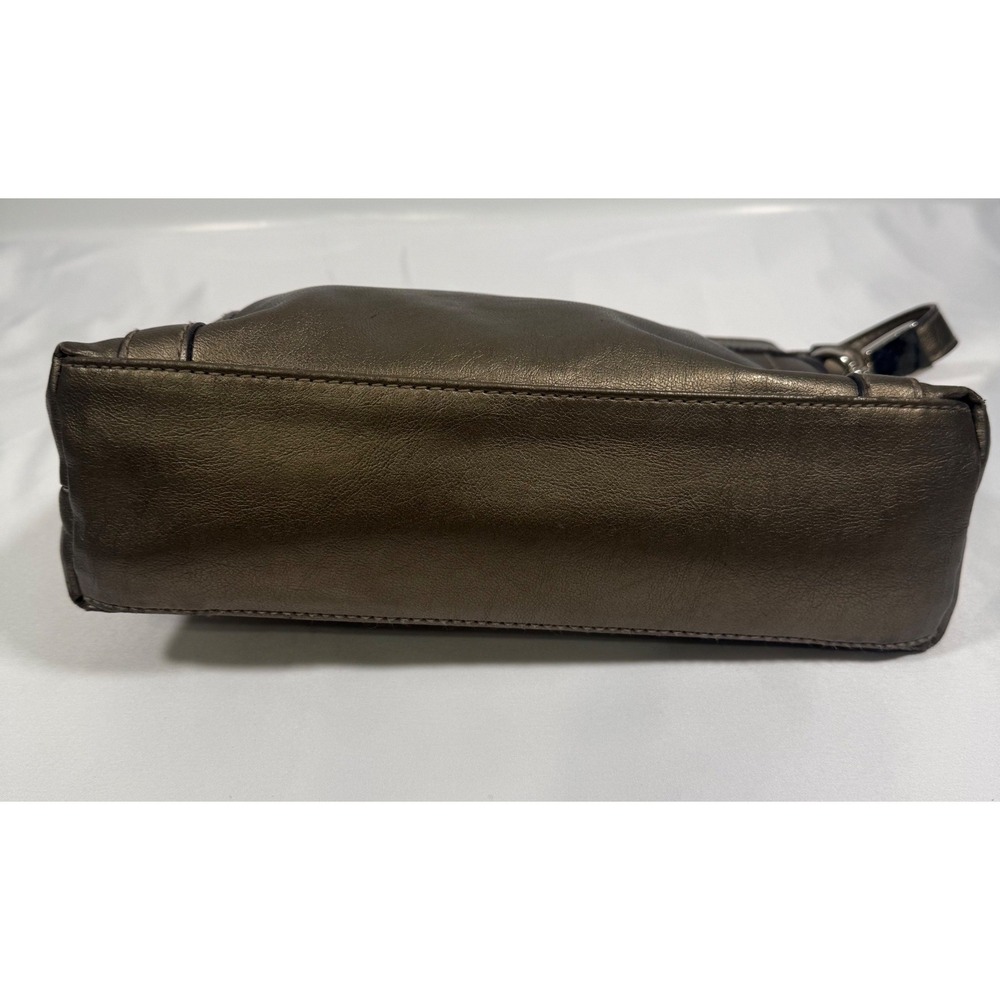 Liz & Co Shoulder Bag Womens Medium Bronze Metallic Faux Leather Y2K Satchel - Picture 6 of 14